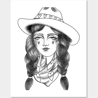 Tattoo inspired cowgirl Posters and Art